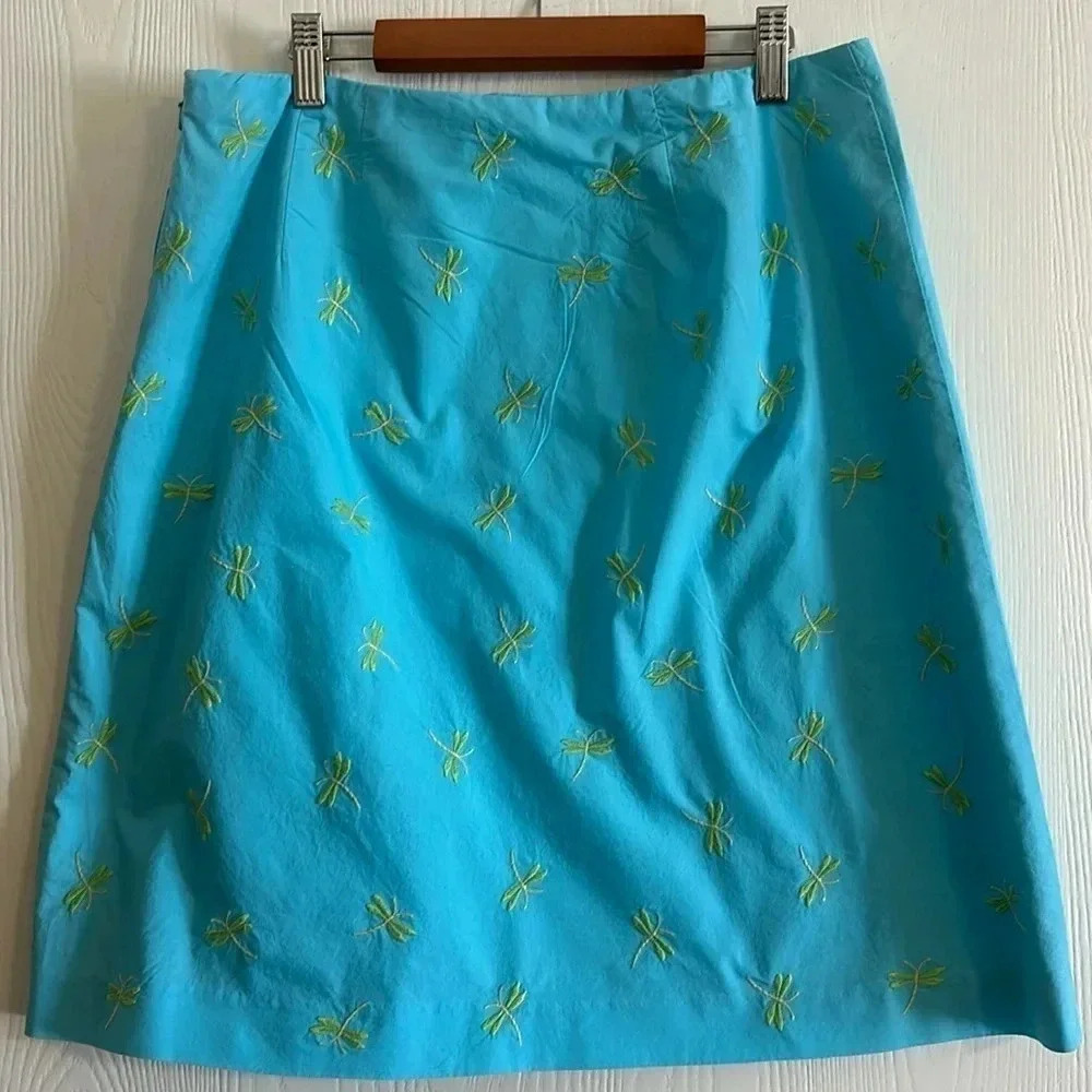 Talbots Dragonfly Embroidered Skirt size 10 EUC